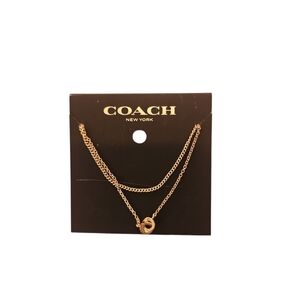 Coach NY Gold-Tone DoubleLayer Interlock Connection Open Circle Pandant Necklace